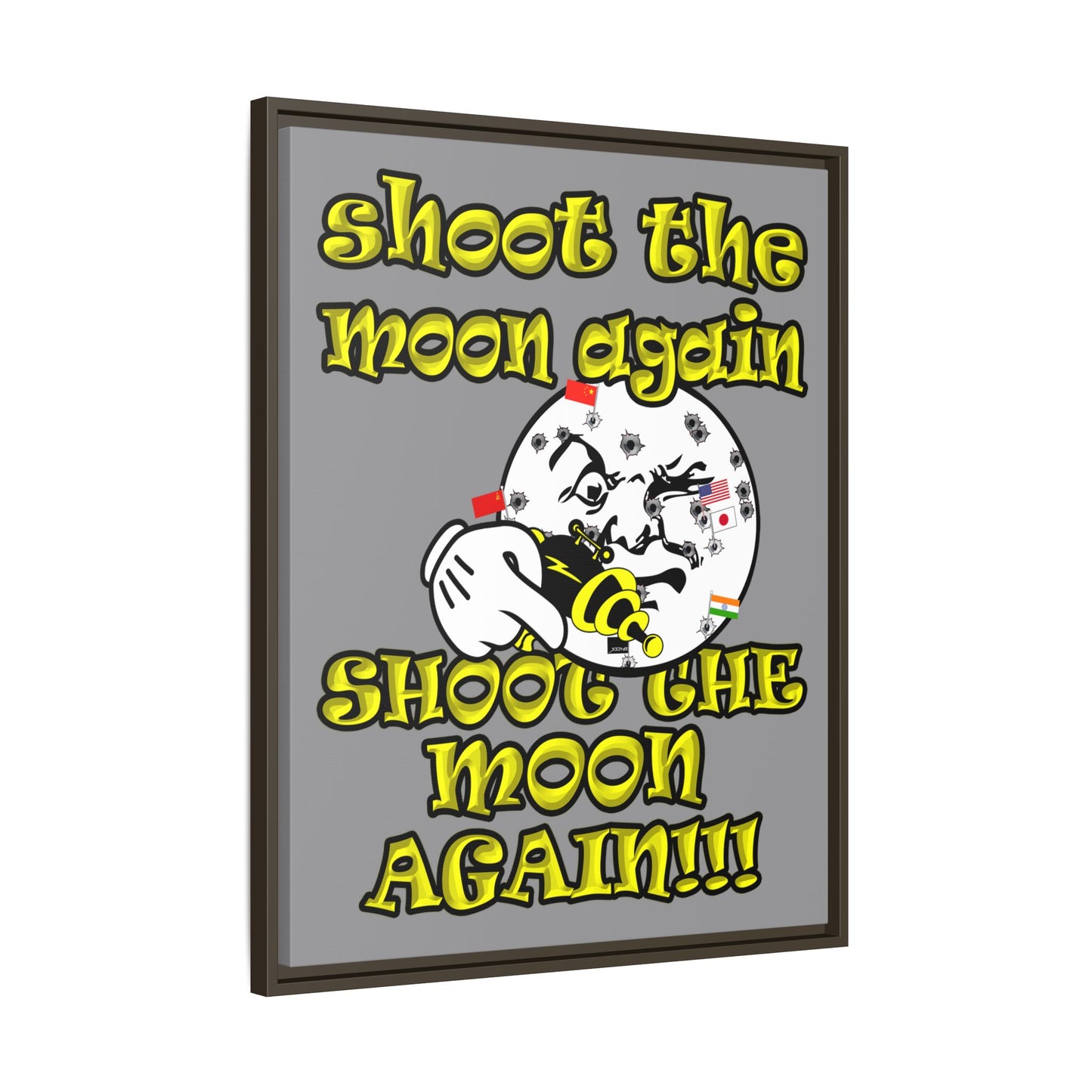 shoot the moon again - framed canvas art (grey)