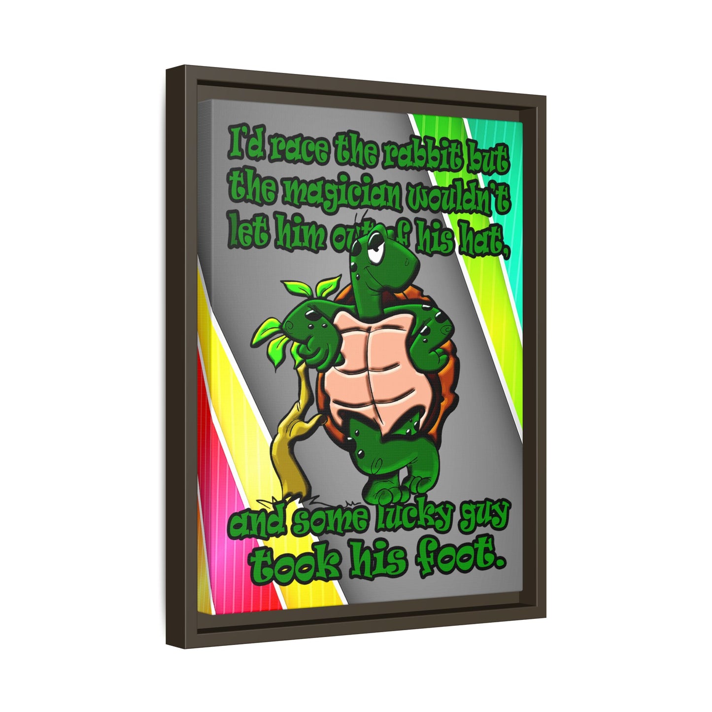 turtle race - framed canvas art (rainbow split)