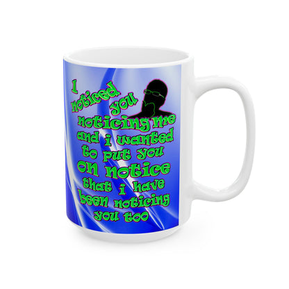 noticed you noticing - White Mug (blue-white wave)