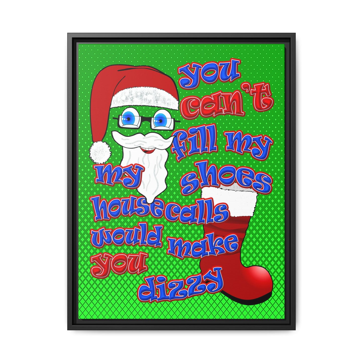 santa's shoes - framed canvas art (logo green)