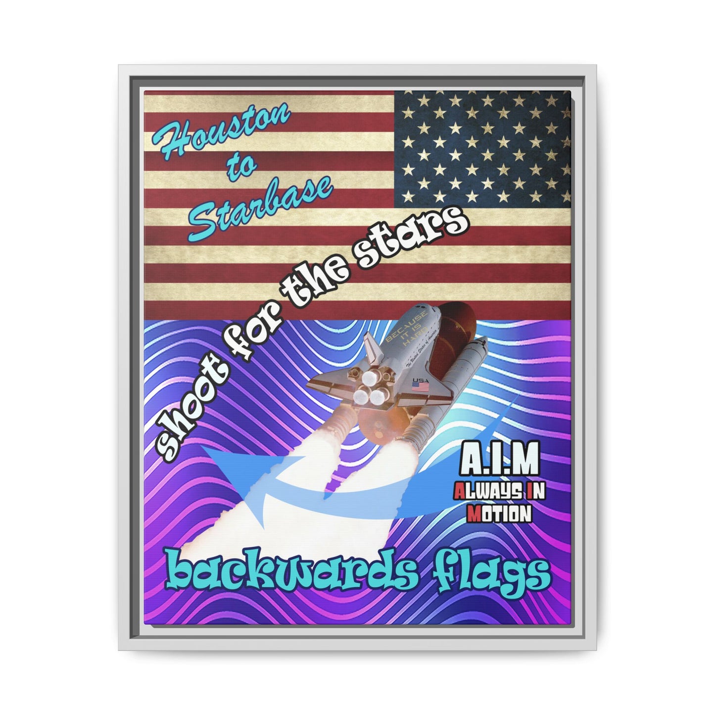 shoot for the stars - framed canvas art (purple wave)