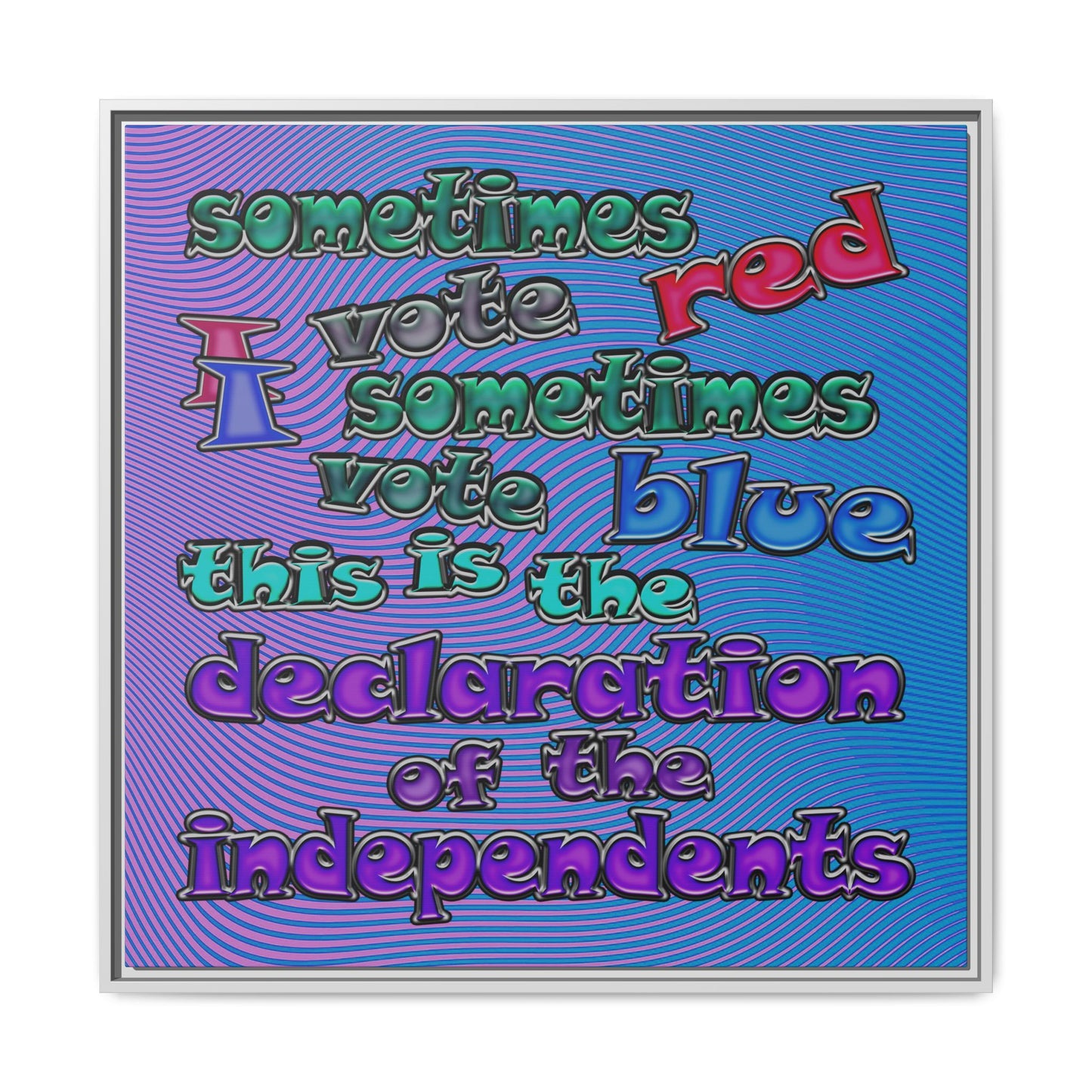 declaration of the independents - framed canvas art (light blue-purple wave)