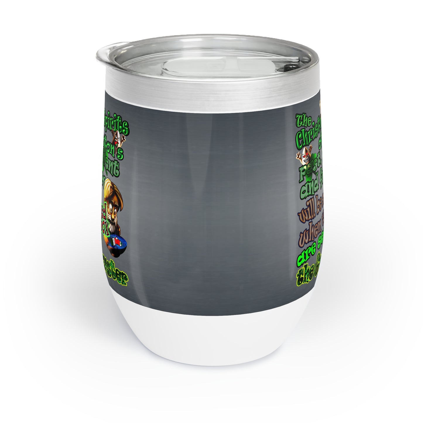 christmas spirits of boston - Chill Wine Tumbler (grey-light grey)
