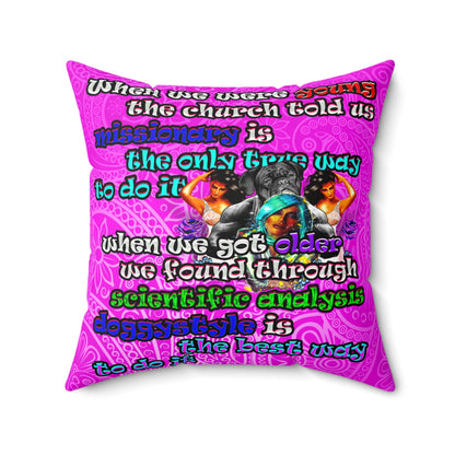 doggystyle - Spun Polyester Square Pillow - (pink swirl)
