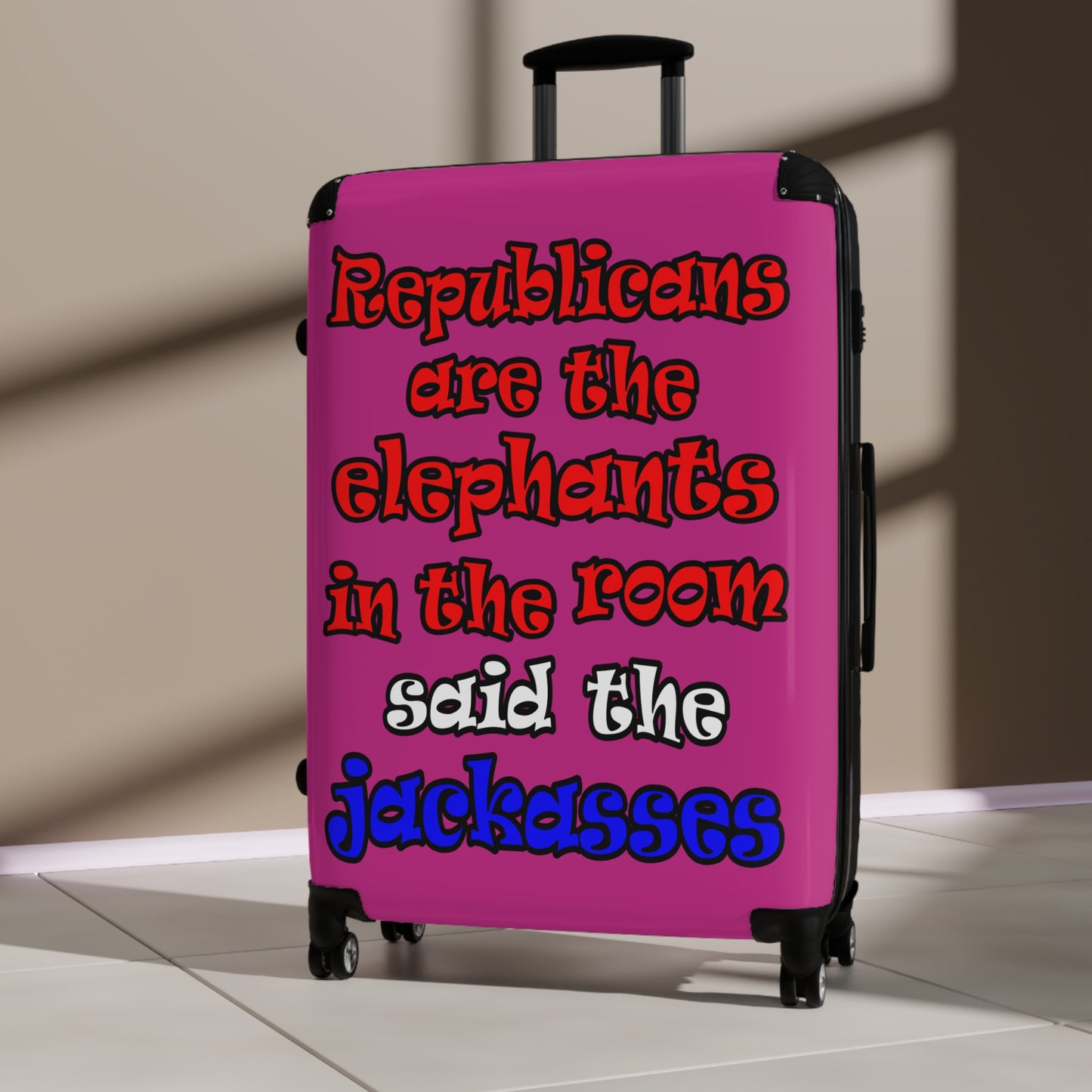 donkeys and elephants - Suitcase (pink)