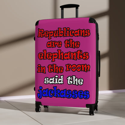 donkeys and elephants - Suitcase (pink)