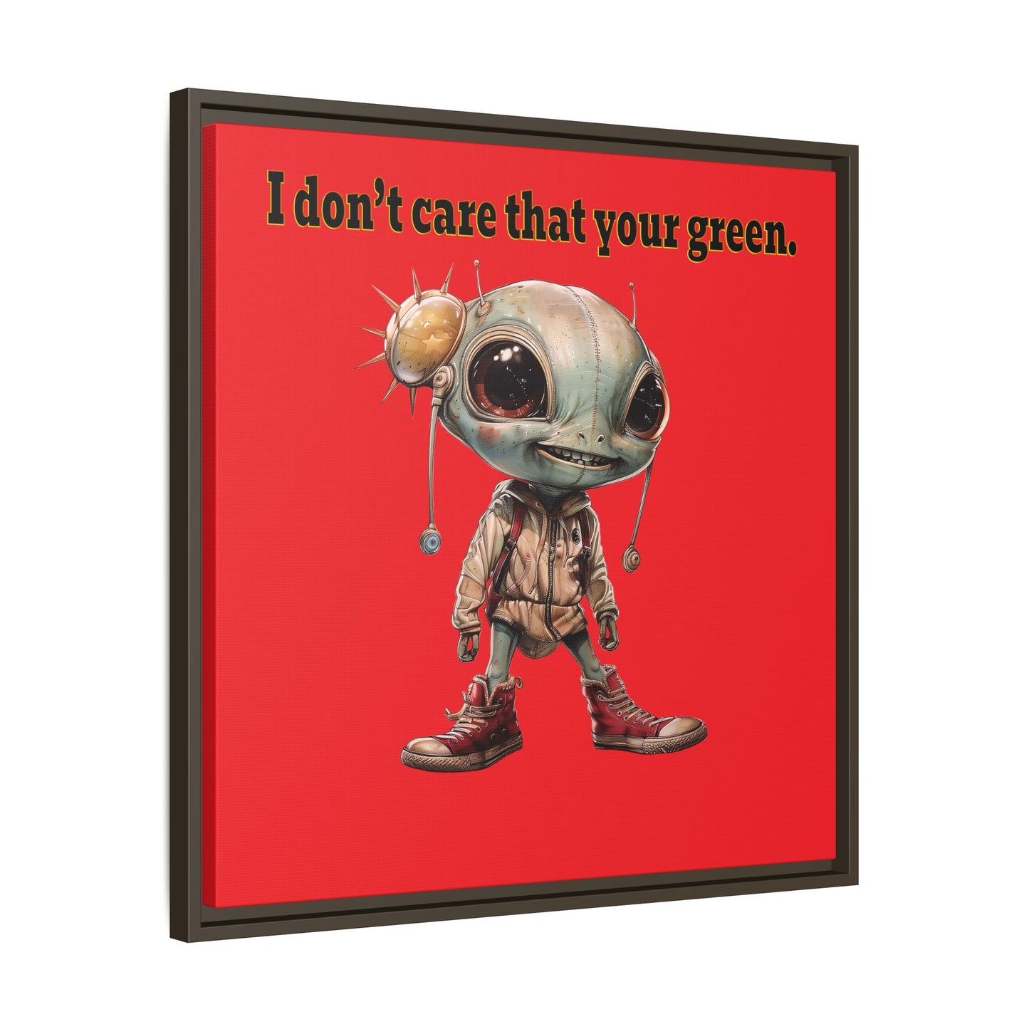 I don't care that your green - framed canvas art (red)