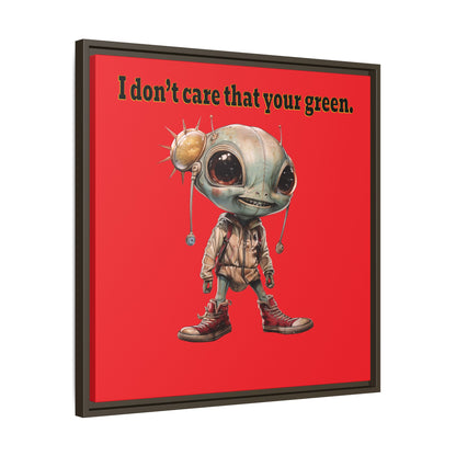 I don't care that your green - framed canvas art (red)
