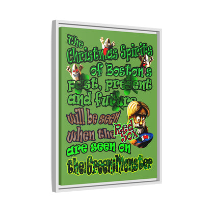 christmas spirits of boston - framed canvas art (green)
