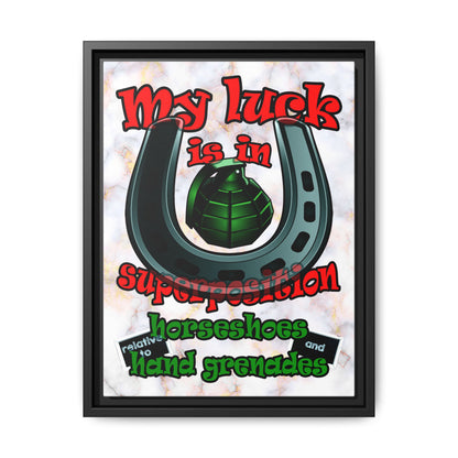 my luck - framed canvas art (white marble)
