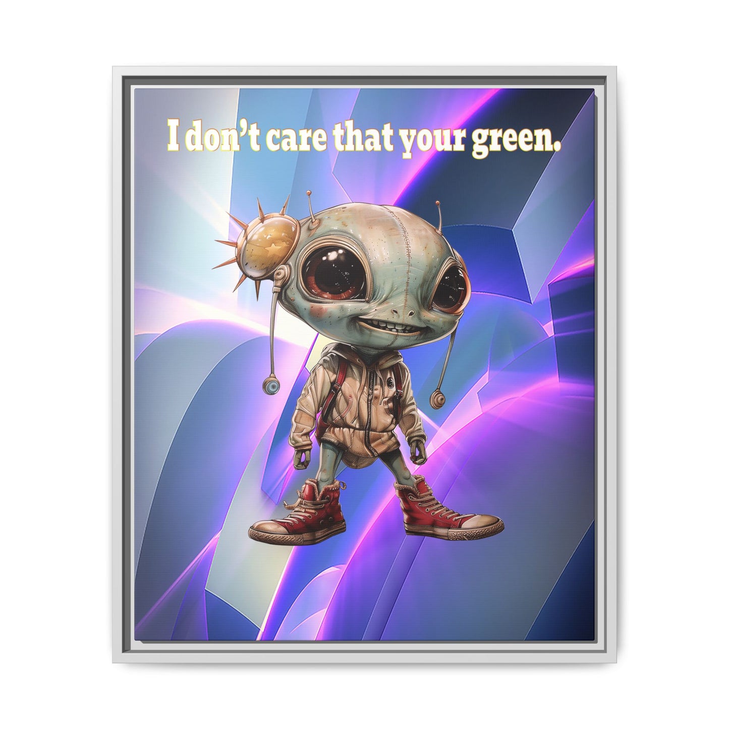 I don't care that your green - framed canvas art (grey-pink wave)