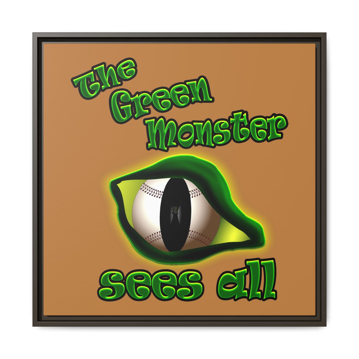green monster - framed canvas art (light brown)