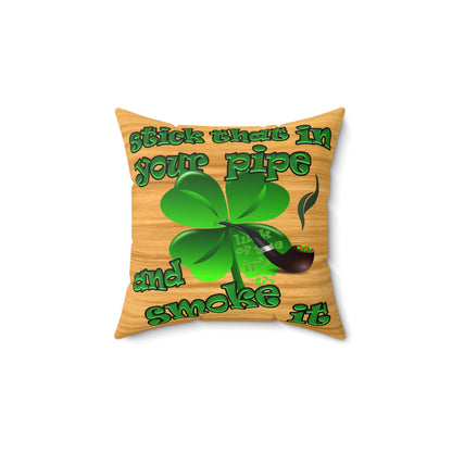 celtics logo - Spun Polyester Square Pillow - (butterscotch wood finish)