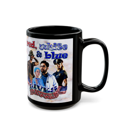 rw&b lives matter - Black Mug (white marble)