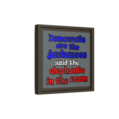 donkeys and elephants - framed canvas art (dark grey)