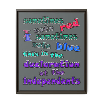 declaration of the independents - framed canvas art (dark grey)