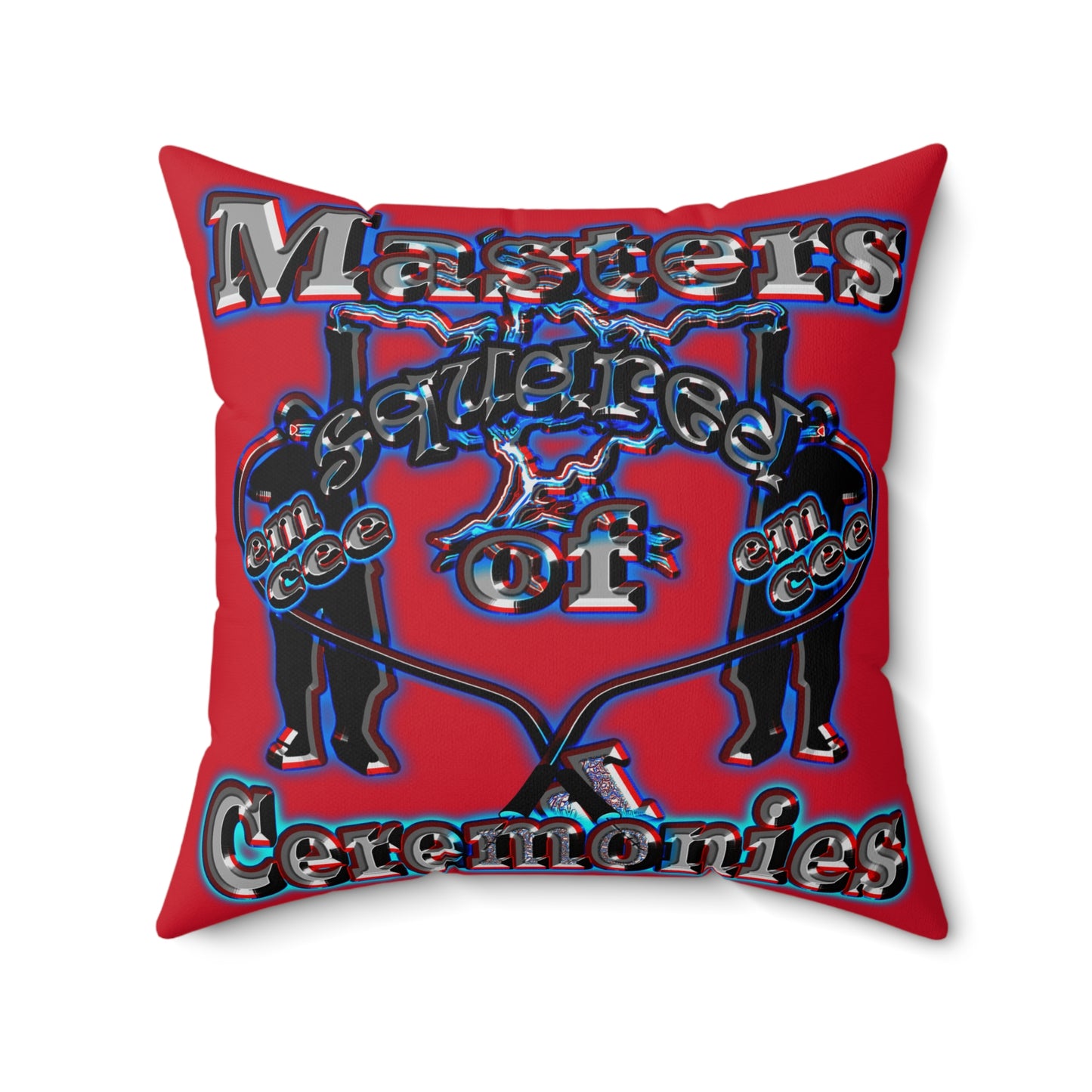 em cee squared - Spun Polyester Square Pillow - (dark red)