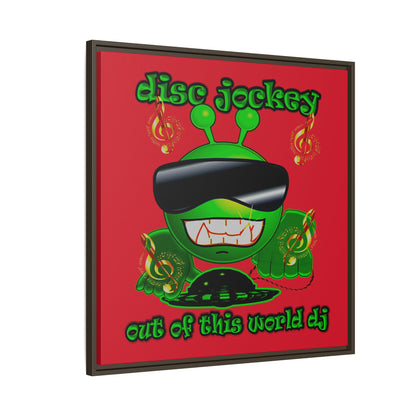 disc jockey - framed canvas art (dark red)