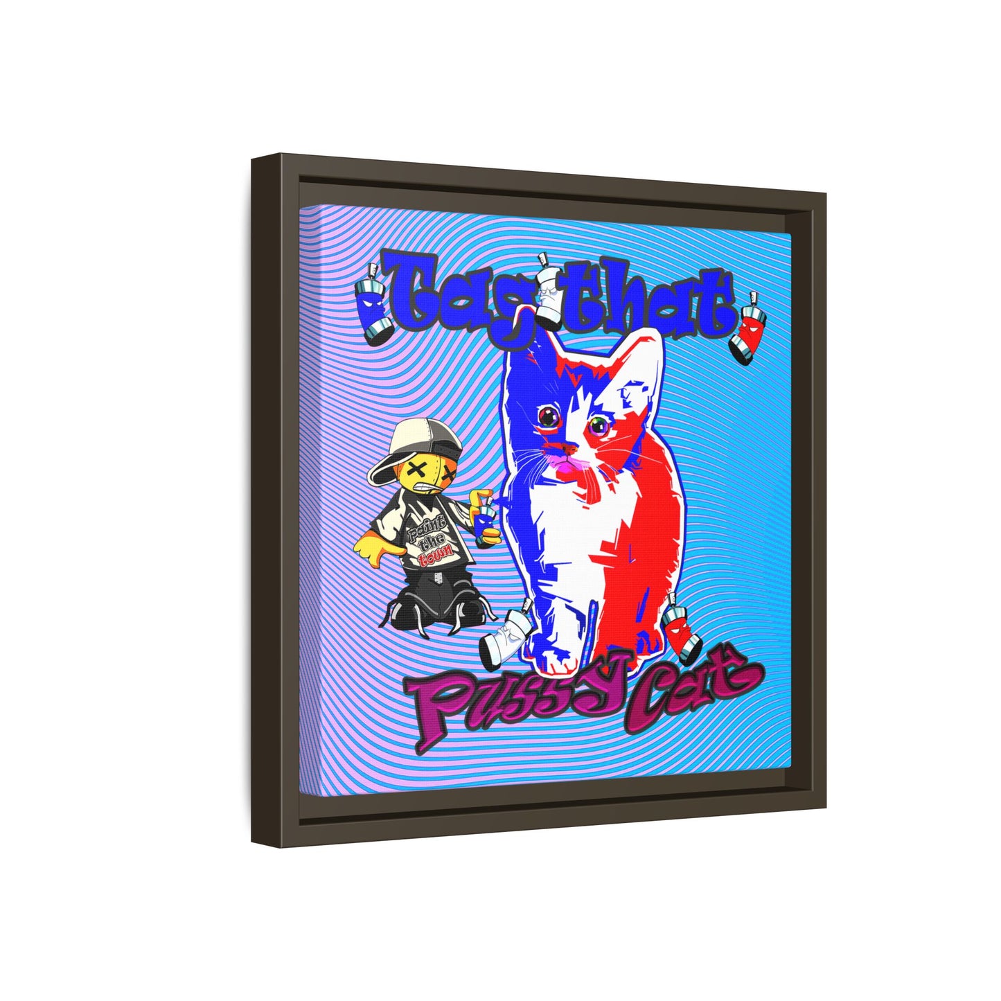 tag that - framed canvas art (light blue-purple wave)