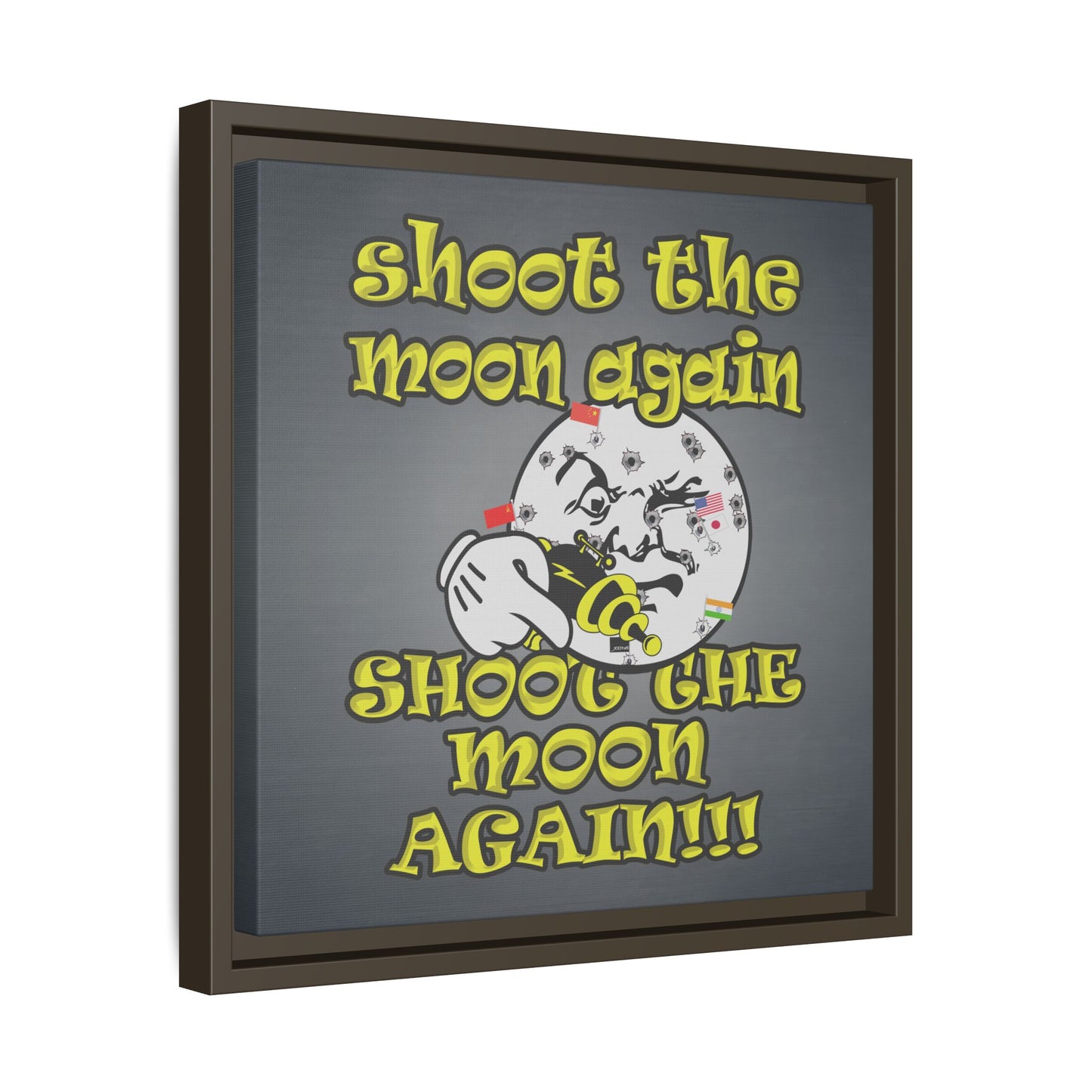 shoot the moon again - framed canvas art (grey-light grey)