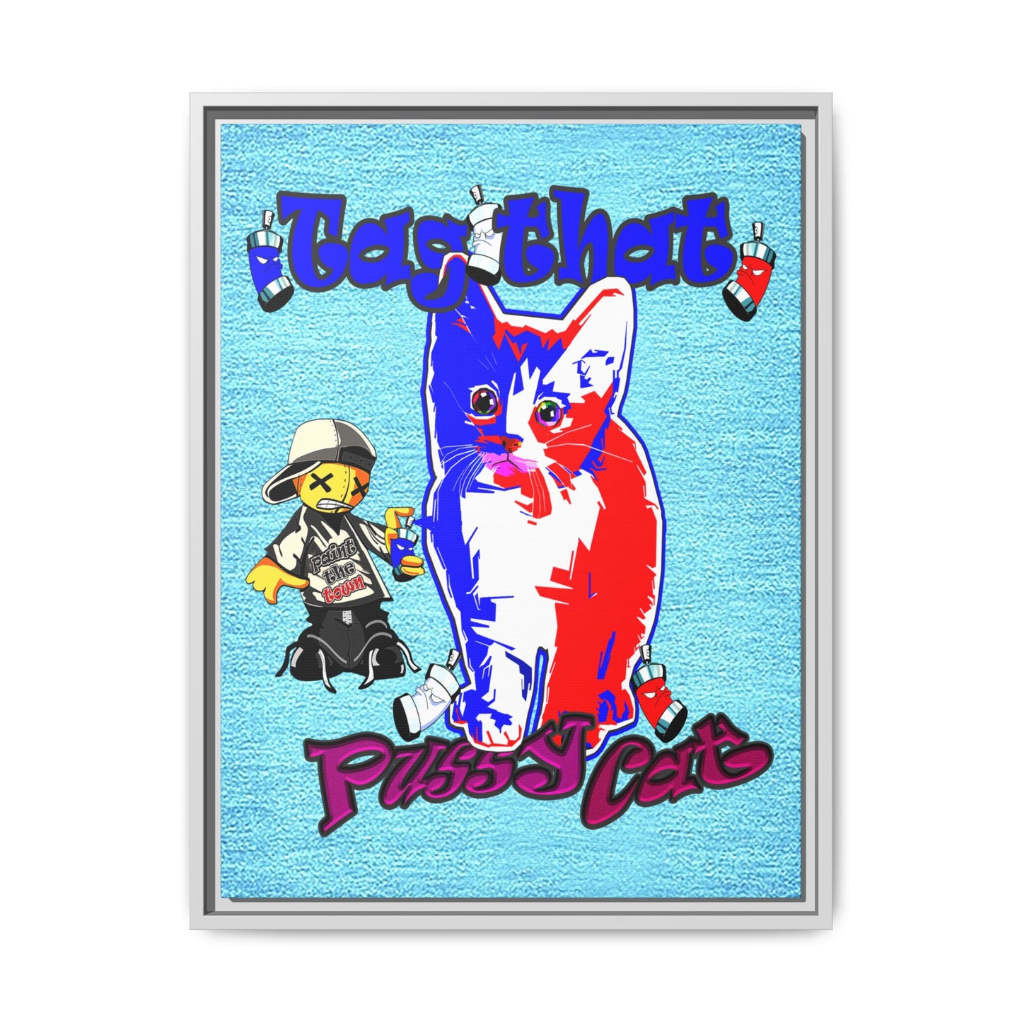 tag that - framed canvas art (faded blue)