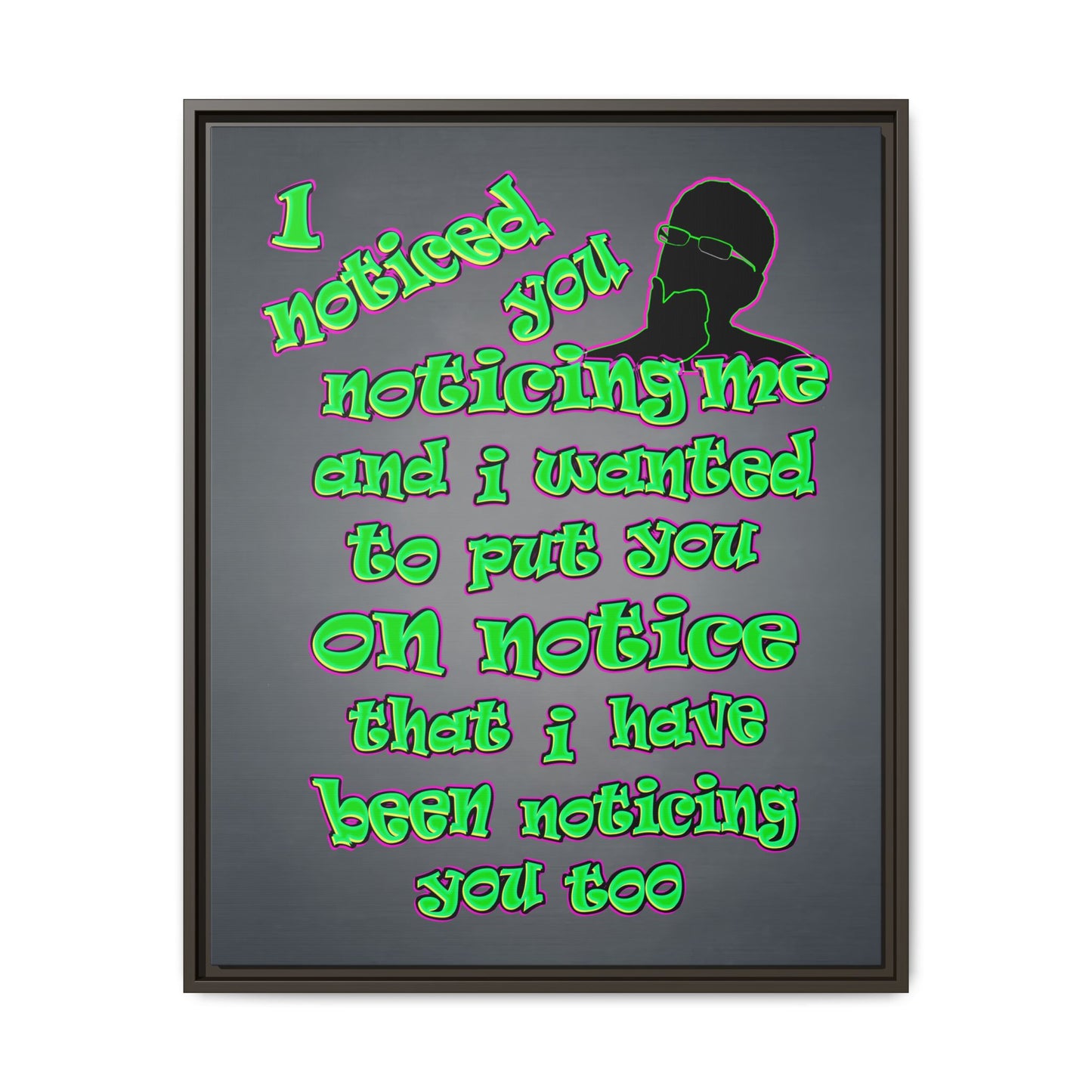 noticed you noticing - framed canvas art (grey-light grey)