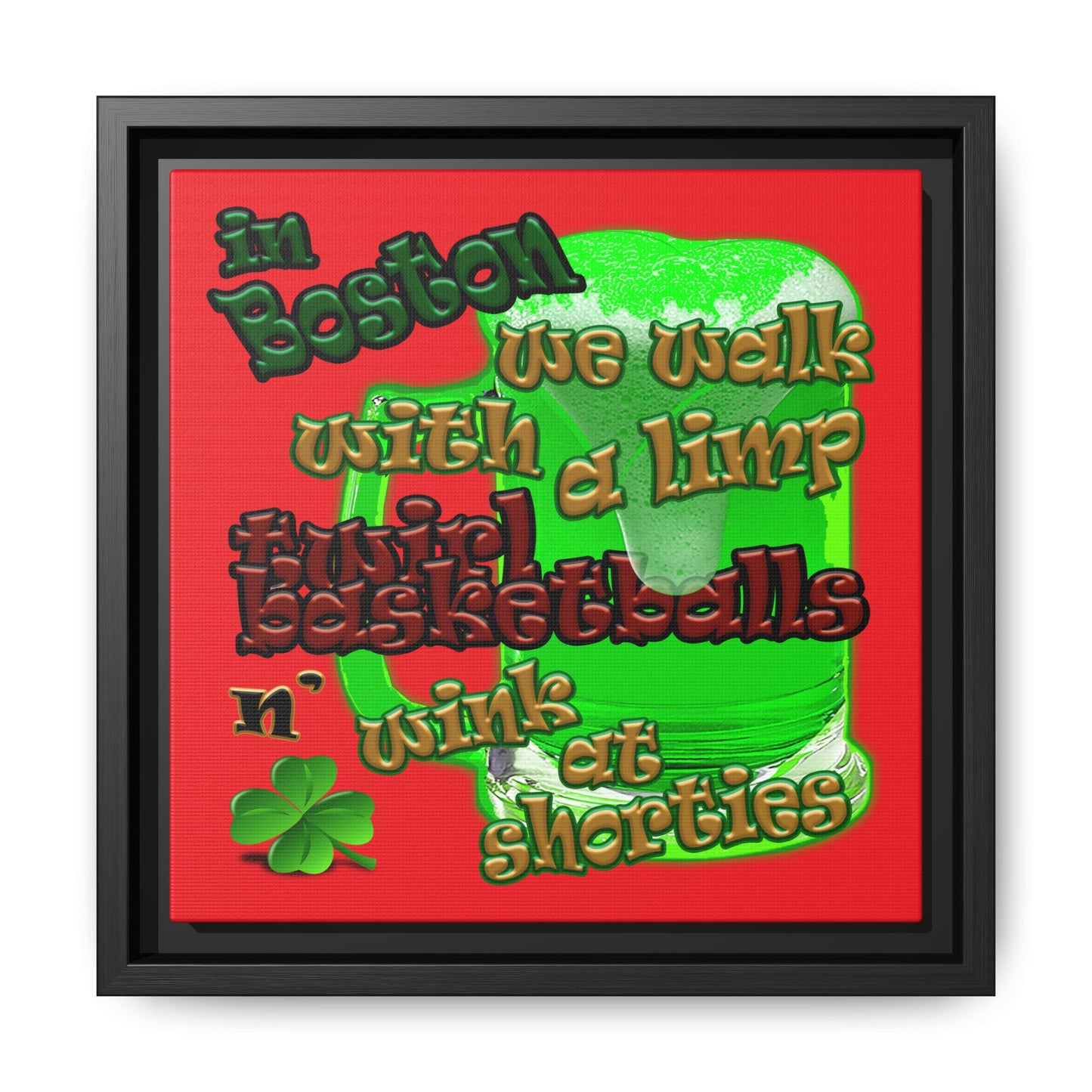 celtics logo - framed canvas art (red)