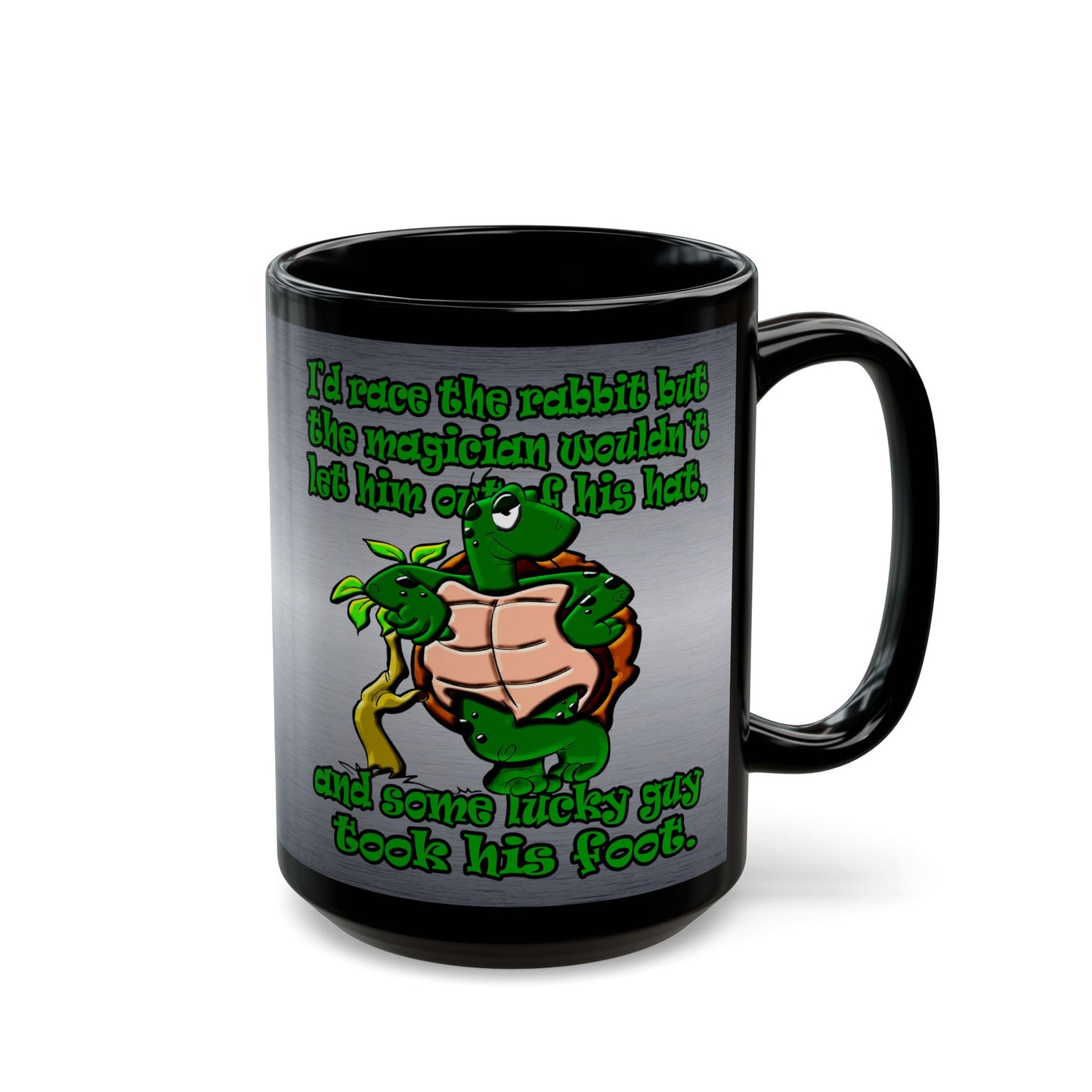 turtle race - Black Mug (brushed nickel)