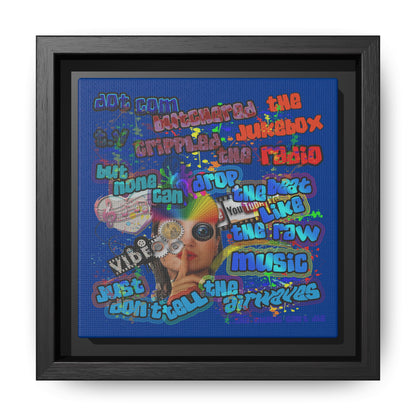 drop the beat - framed canvas art (dark blue)
