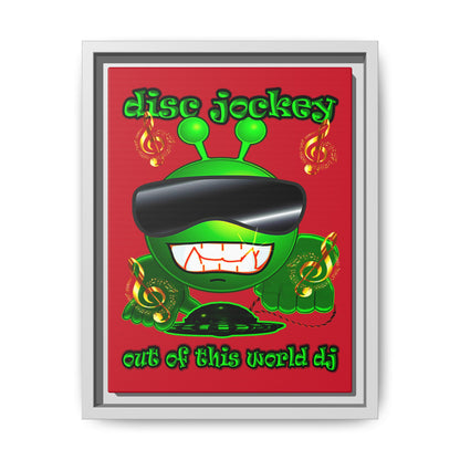 disc jockey - framed canvas art (dark red)