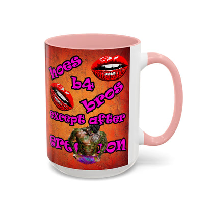 hoes b4 bros - Accent Mug (burnt orange)