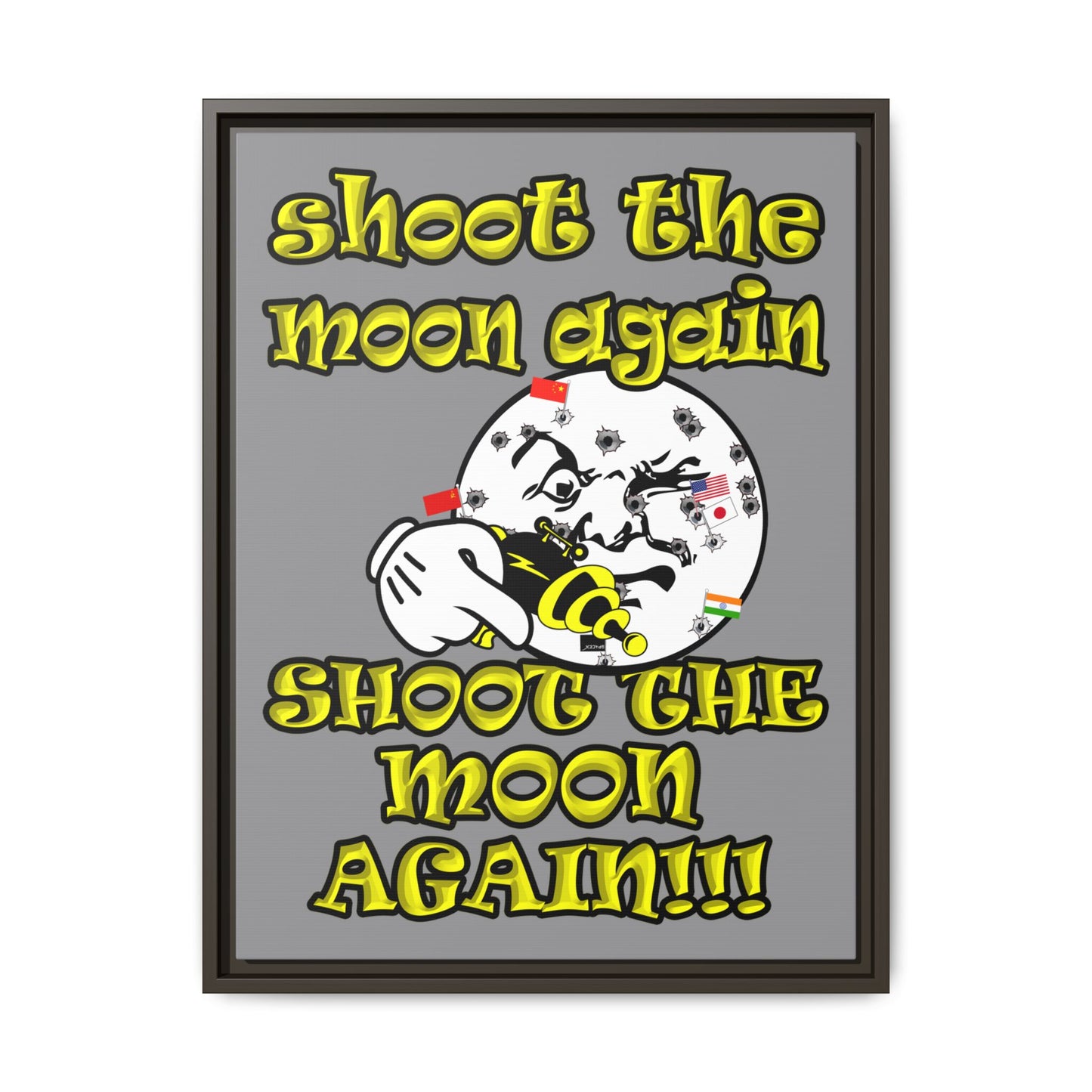 shoot the moon again - framed canvas art (grey)