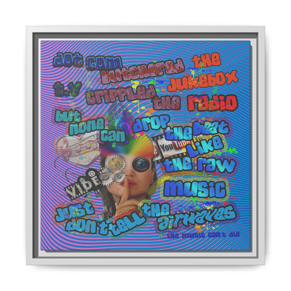 drop the beat - framed canvas art (light blue-purple wave)