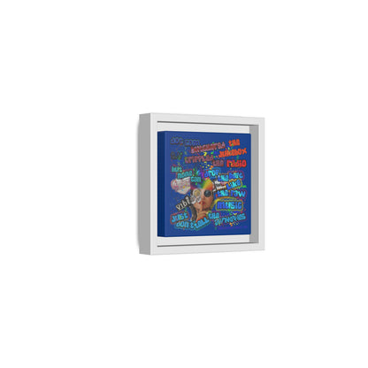 drop the beat - framed canvas art (dark blue)