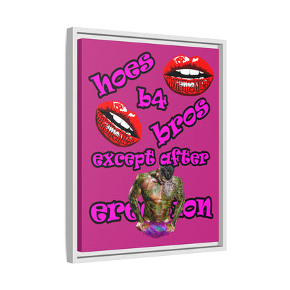 hoes b4 bros - framed canvas art (pink)