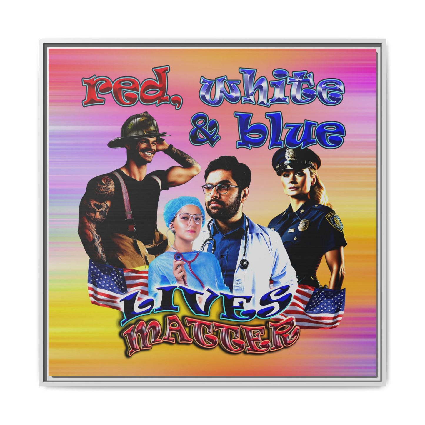 rw&b lives matter - framed canvas art (color blur)