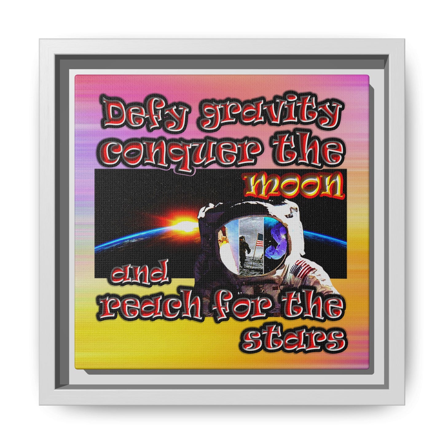defy conquer reach - framed canvas art (color blur)