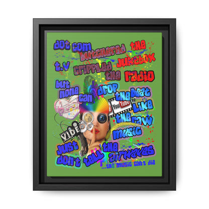 drop the beat - framed canvas art (green)