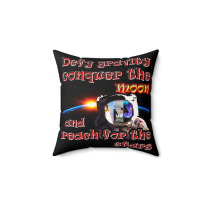 defy conquer reach - Faux Suede Square Pillow - (black)