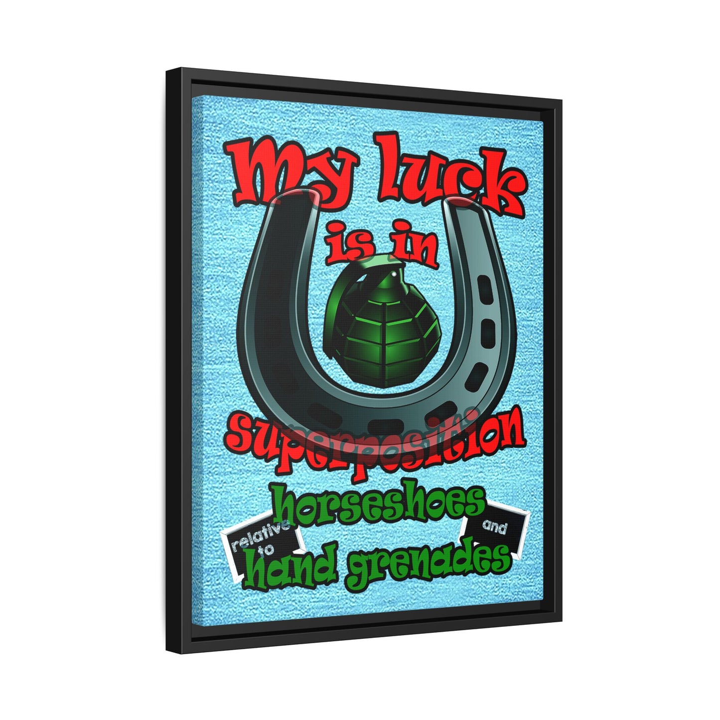 my luck - framed canvas art (faded blue)
