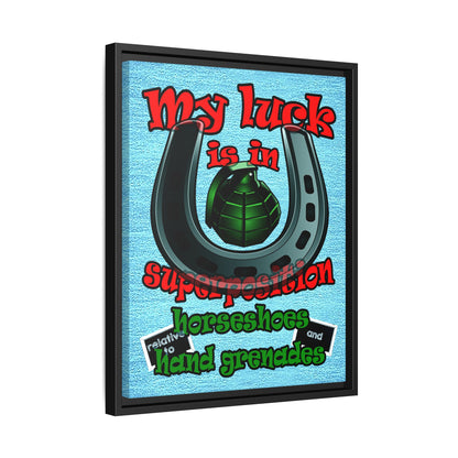 my luck - framed canvas art (faded blue)