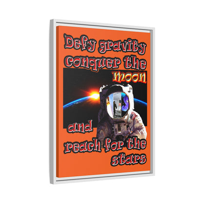 defy conquer reach - framed canvas art (orange)