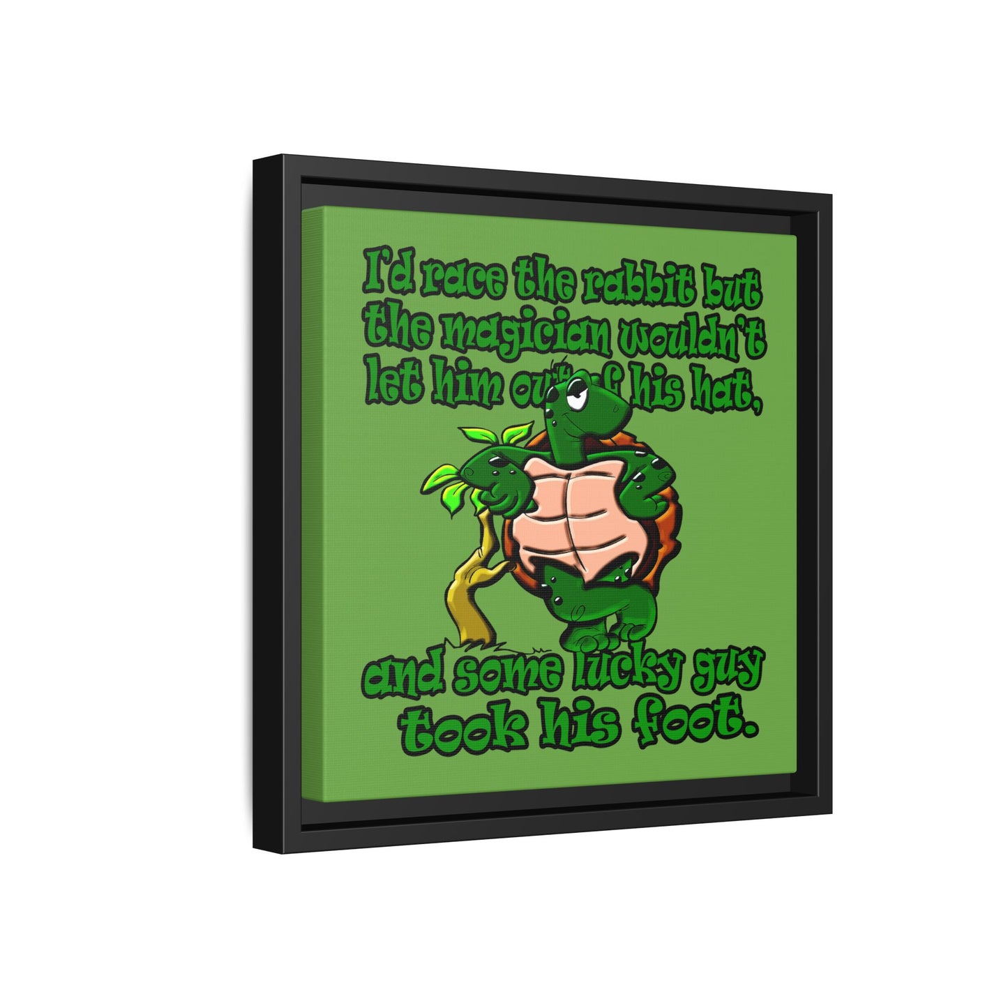 turtle race - framed canvas art (green)