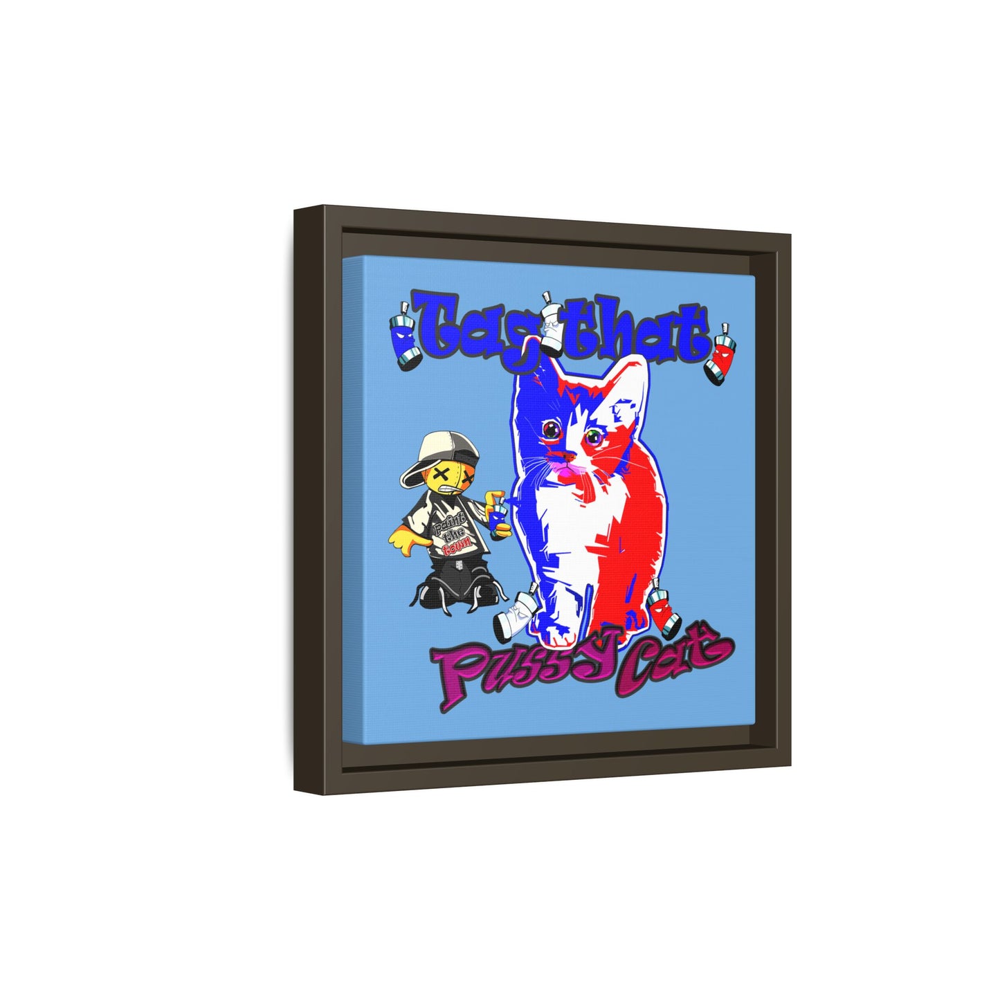 tag that - framed canvas art (light blue)