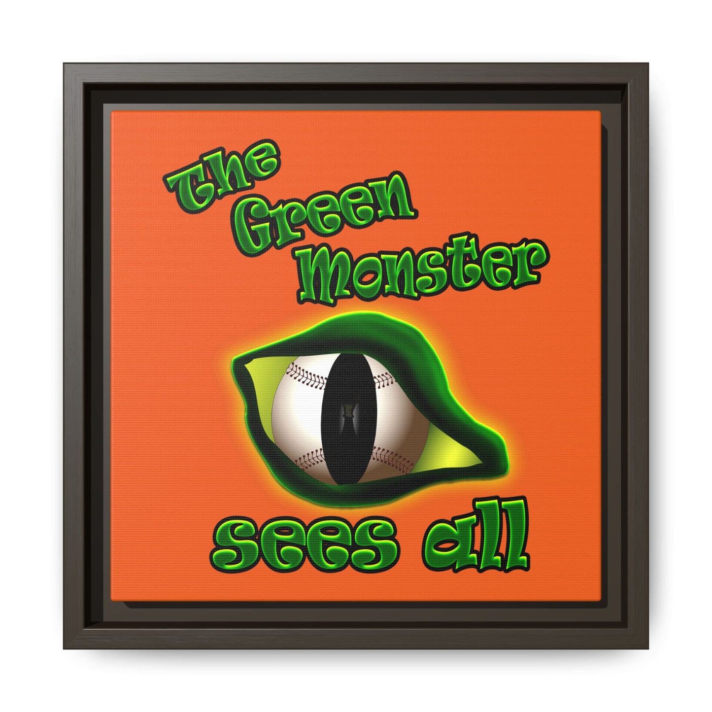 green monster - framed canvas art (orange)