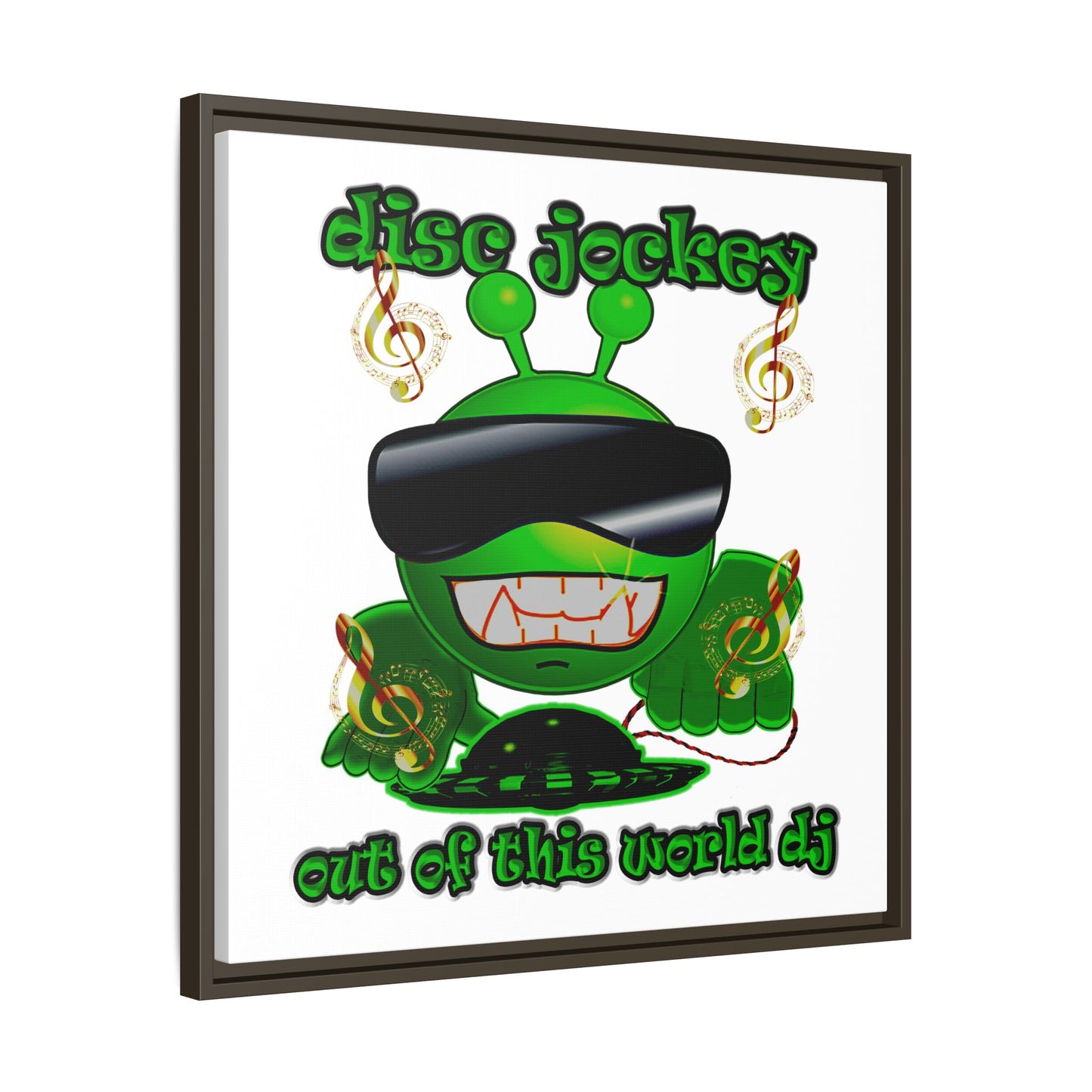 disc jockey - framed canvas art (white)