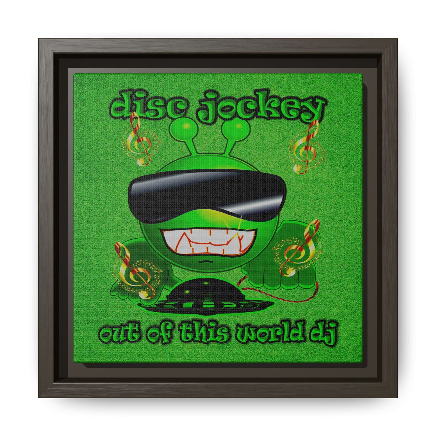 disc jockey - framed canvas art (green turf)