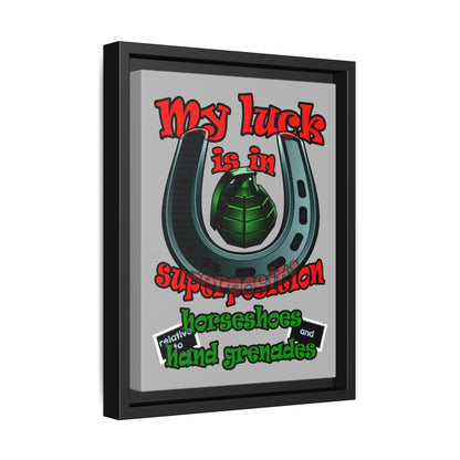 my luck - framed canvas art (light grey)
