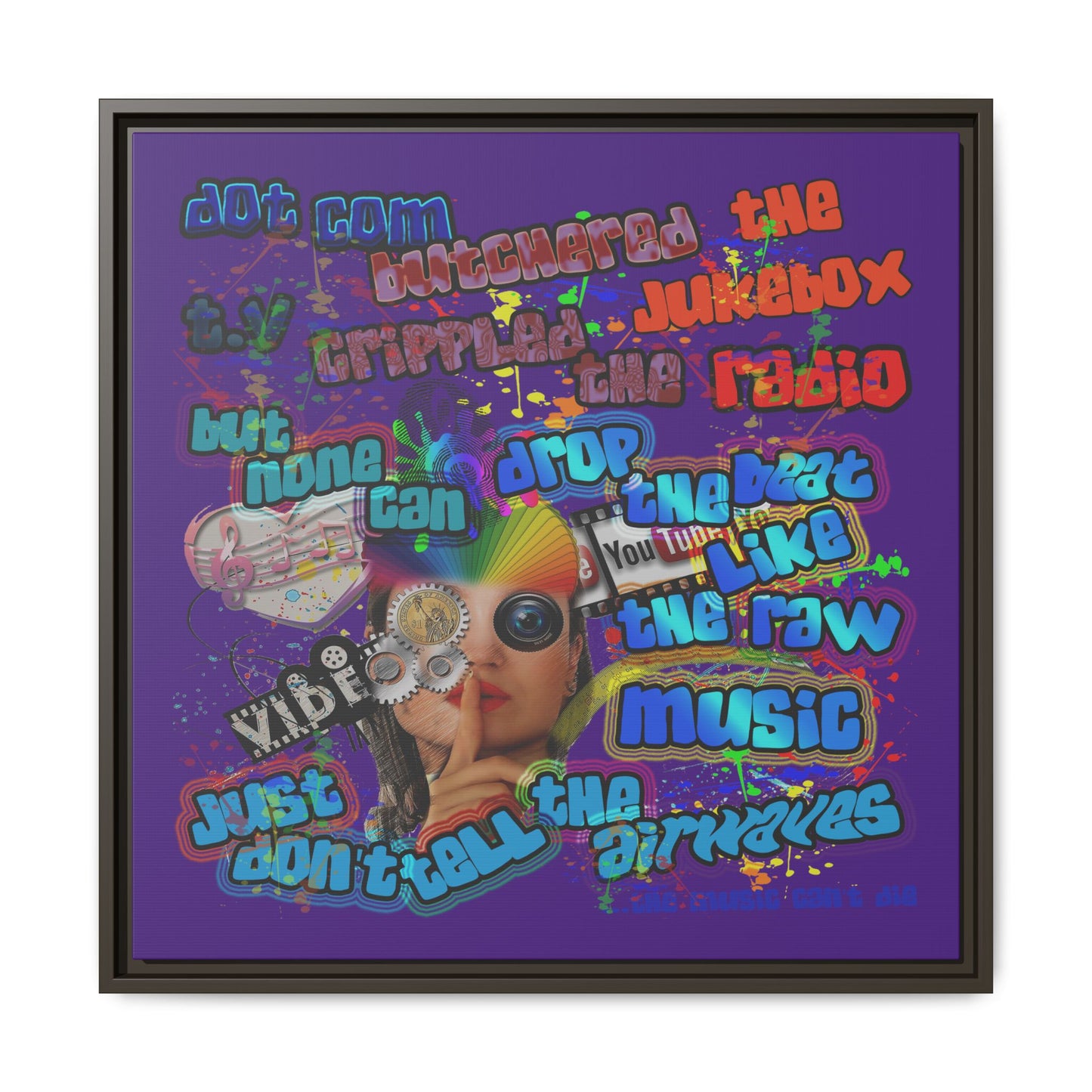 drop the beat - framed canvas art (purple)
