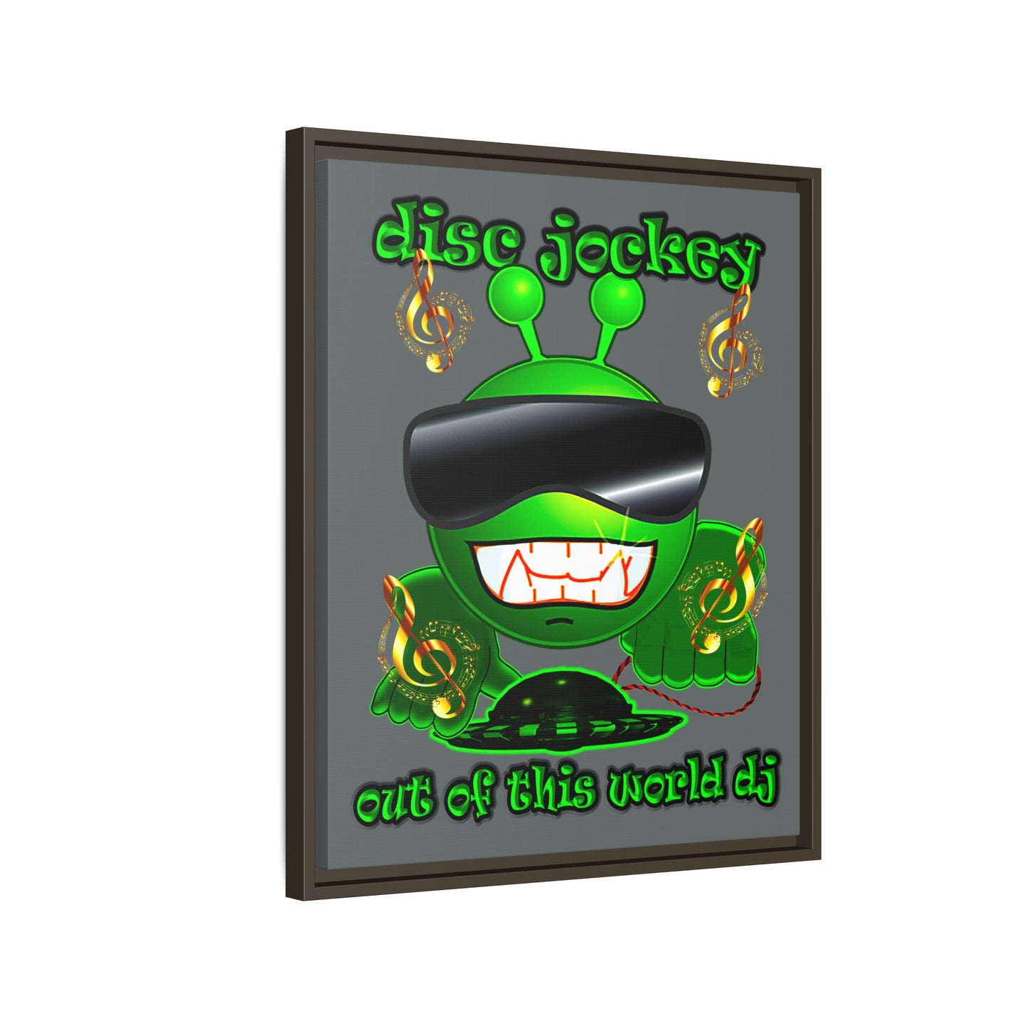 disc jockey - framed canvas art (dark grey)